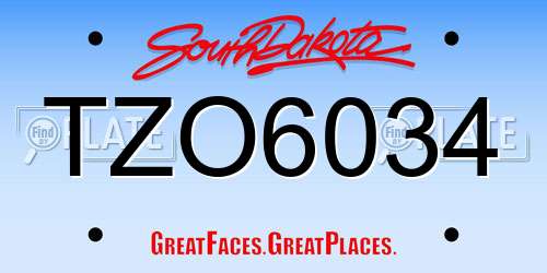 TZO6034 South Dakota License Plate