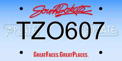TZO607 South Dakota License Plate