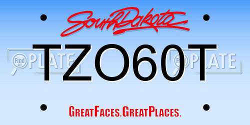 TZO60T South Dakota License Plate
