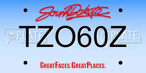 TZO60Z South Dakota License Plate