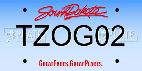 TZOG02 South Dakota License Plate