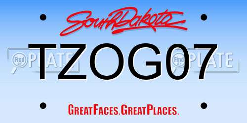 TZOG07 South Dakota License Plate