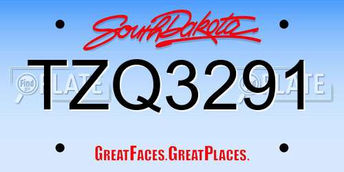TZQ3291 South Dakota License Plate