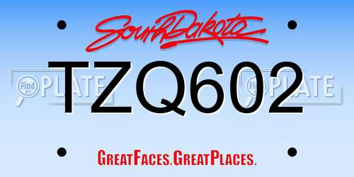 TZQ602 South Dakota License Plate
