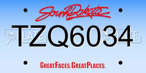TZQ6034 South Dakota License Plate