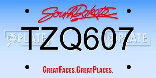 TZQ607 South Dakota License Plate