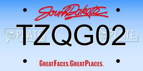 TZQG02 South Dakota License Plate