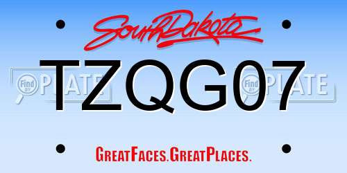 TZQG07 South Dakota License Plate
