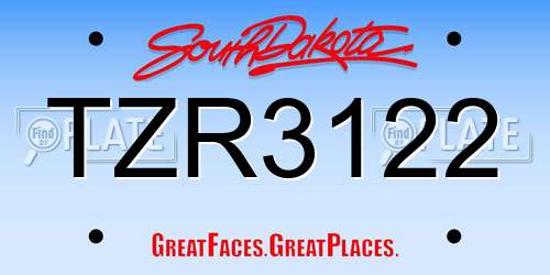TZR3122 South Dakota License Plate