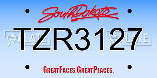 TZR3127 South Dakota License Plate