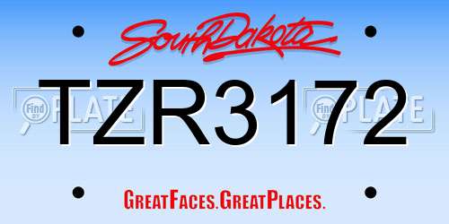 TZR3172 South Dakota License Plate