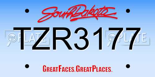 TZR3177 South Dakota License Plate