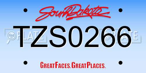 TZS0266 South Dakota License Plate