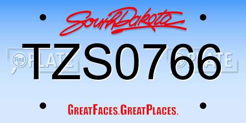 TZS0766 South Dakota License Plate