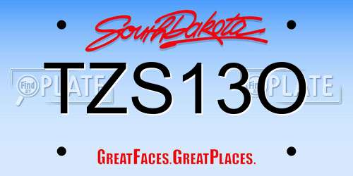 TZS13O South Dakota License Plate
