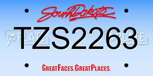 TZS2263 South Dakota License Plate
