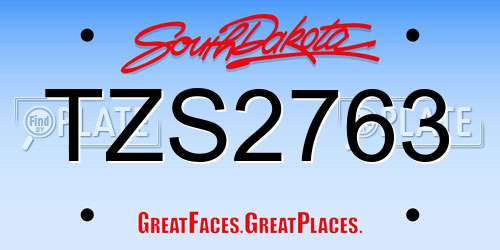 TZS2763 South Dakota License Plate