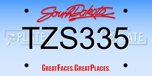 TZS335 South Dakota License Plate