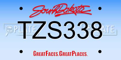 TZS338 South Dakota License Plate