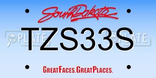 TZS33S South Dakota License Plate