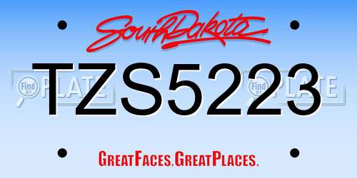 TZS5223 South Dakota License Plate