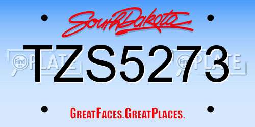 TZS5273 South Dakota License Plate