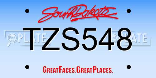 TZS548 South Dakota License Plate