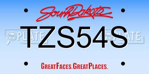 TZS54S South Dakota License Plate