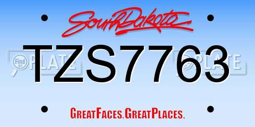 TZS7763 South Dakota License Plate