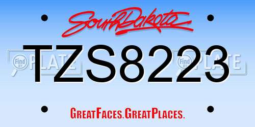 TZS8223 South Dakota License Plate