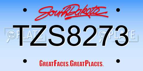 TZS8273 South Dakota License Plate