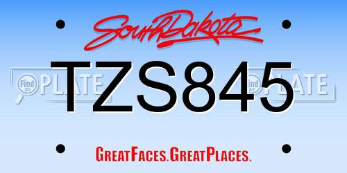 TZS845 South Dakota License Plate