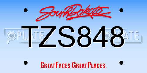 TZS848 South Dakota License Plate
