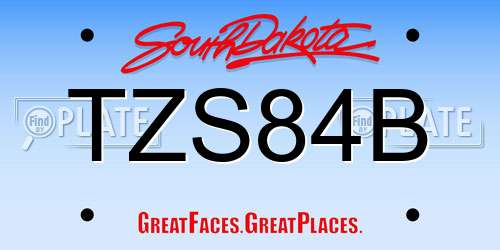 TZS84B South Dakota License Plate