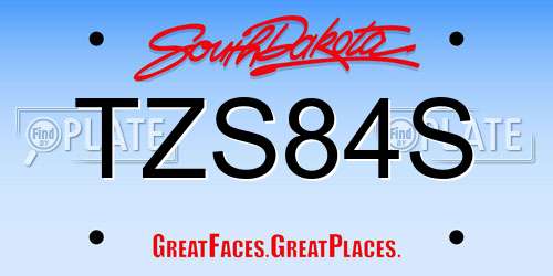 TZS84S South Dakota License Plate