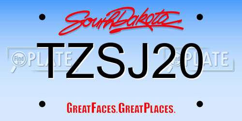 TZSJ20 South Dakota License Plate