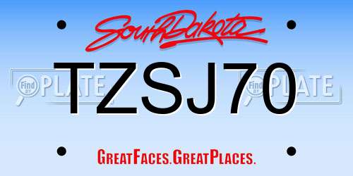 TZSJ70 South Dakota License Plate