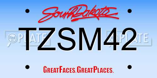 TZSM42 South Dakota License Plate