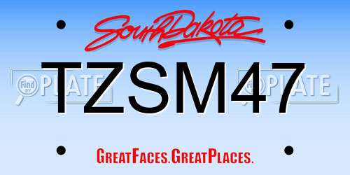 TZSM47 South Dakota License Plate