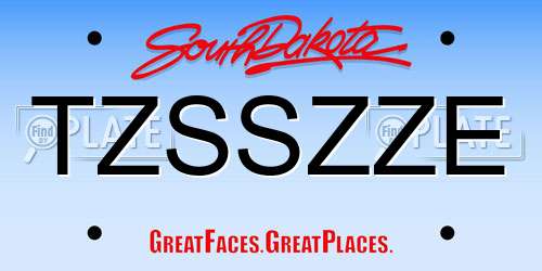 TZSSZZE South Dakota License Plate