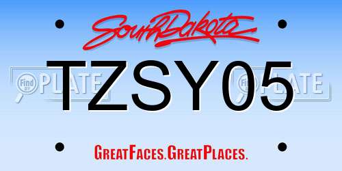 TZSY05 South Dakota License Plate