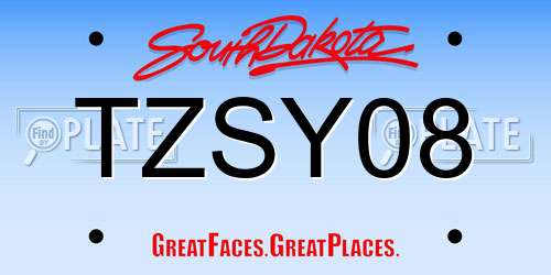 TZSY08 South Dakota License Plate