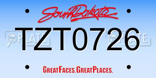 TZT0726 South Dakota License Plate