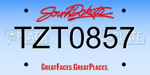 TZT0857 South Dakota License Plate