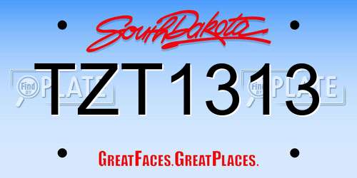 TZT1313 South Dakota License Plate