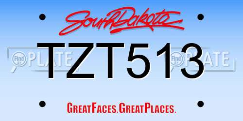 TZT513 South Dakota License Plate