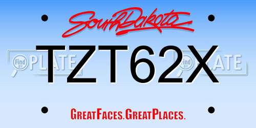 TZT62X South Dakota License Plate
