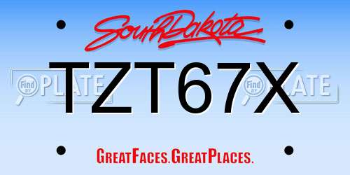 TZT67X South Dakota License Plate