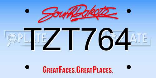 TZT764 South Dakota License Plate