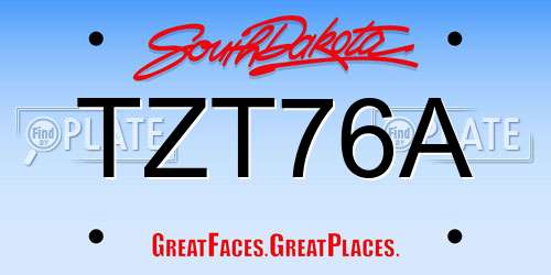 TZT76A South Dakota License Plate